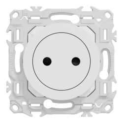 Odace - prise 2P affleurante - bornes automatiques - blanc craie