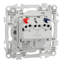 Odace - prise 2P affleurante - bornes automatiques - blanc craie