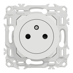 Odace - prise 2P+T affleurante - bornes automatiques - blanc craie