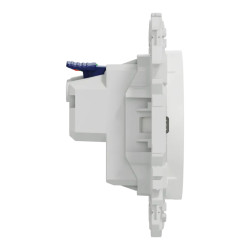 Odace - prise 2P+T affleurante - bornes automatiques - blanc craie