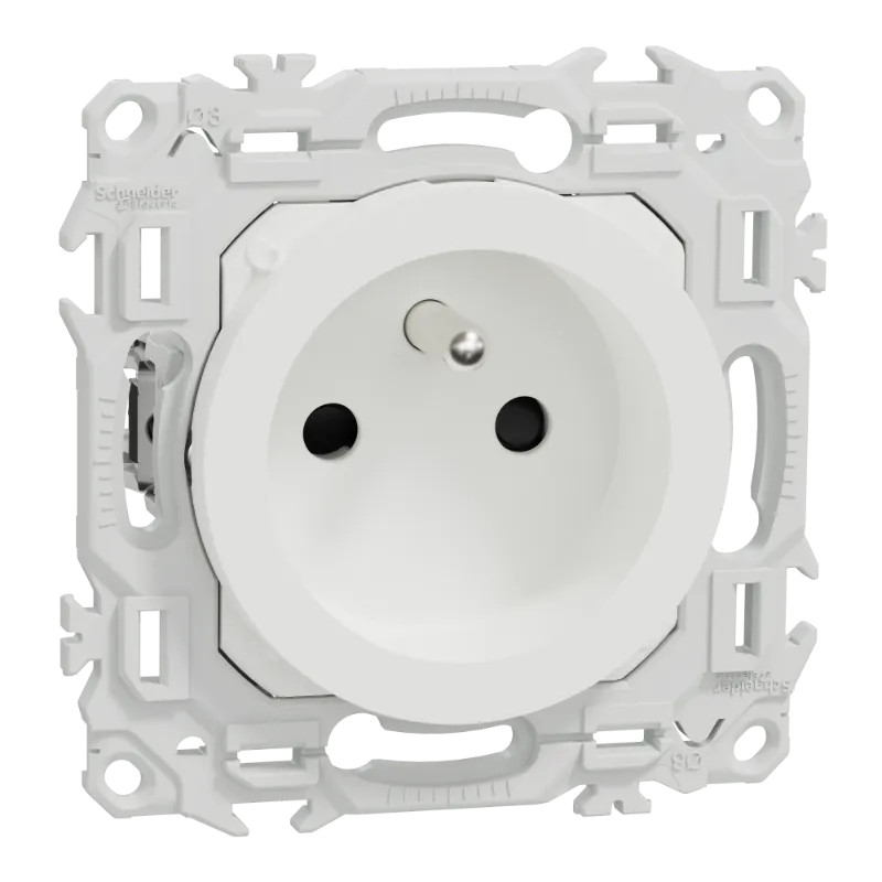 Odace prise 2P+T rénovation blanc griff