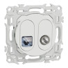 Odace - prise mixte RJ45 Cat.6 STP + TV - blanc craie