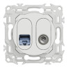 Odace - prise mixte RJ45 Cat.6 STP + TV - blanc craie