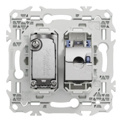 Odace - prise mixte RJ45 Cat.6 STP + TV - blanc craie