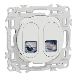 Odace - prise double RJ45 - Cat6A STP grade 3TV - blanc craie