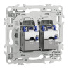 Odace - prise double RJ45 - Cat6A STP grade 3TV - blanc craie