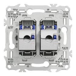 Odace - prise double RJ45 - Cat6A STP grade 3TV - blanc craie