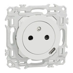 Odace 2P+T affleurante USB-C 18W blanc