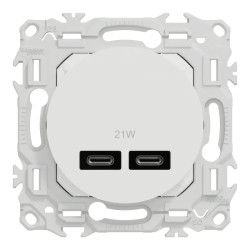 Odace double chargeur USB-C 21W blanc