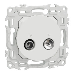 Odace - prise TV/FM - sorties coaxiales - blanc craie