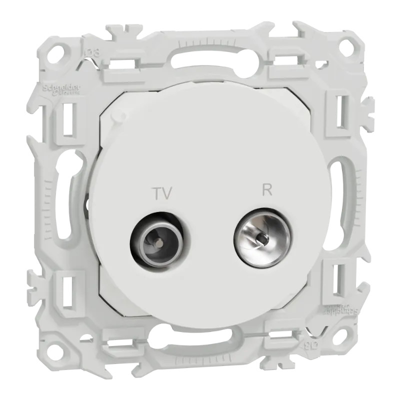Odace - prise TV/FM - sorties coaxiales - blanc craie