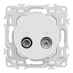 Odace - prise TV/FM - sorties coaxiales - blanc craie