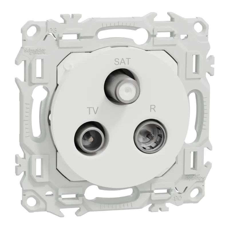 Odace - prise TV/FM/SAT - sorties coaxiales - blanc craie
