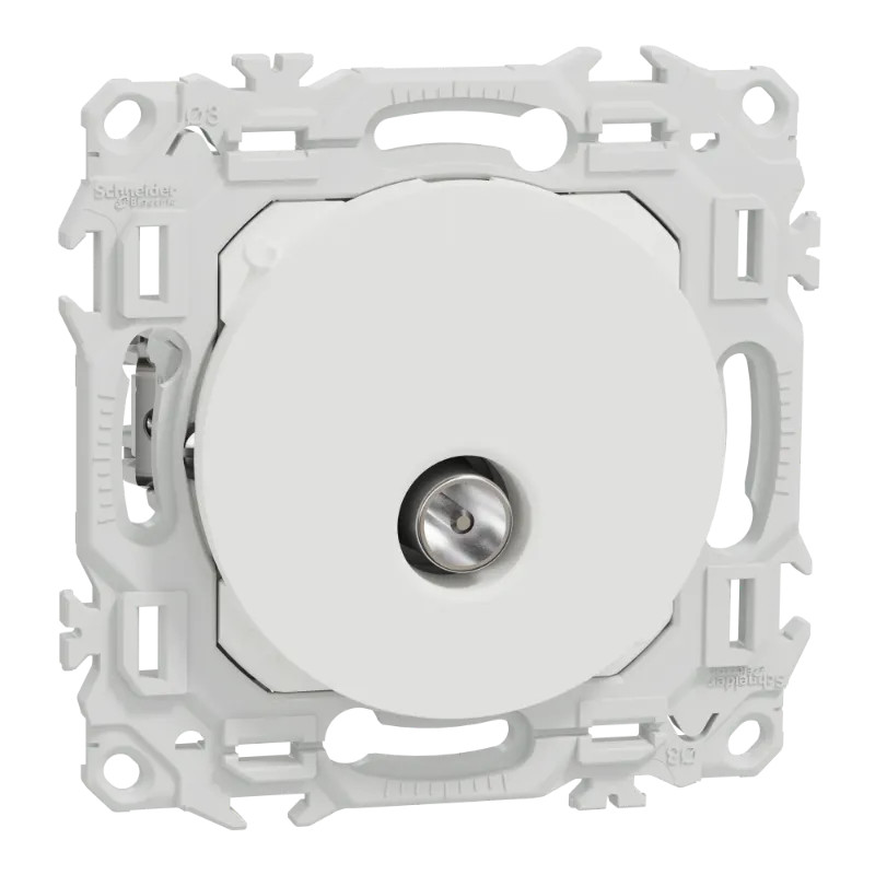 Odace - prise TV simple mâle avec griffes - blanc craie