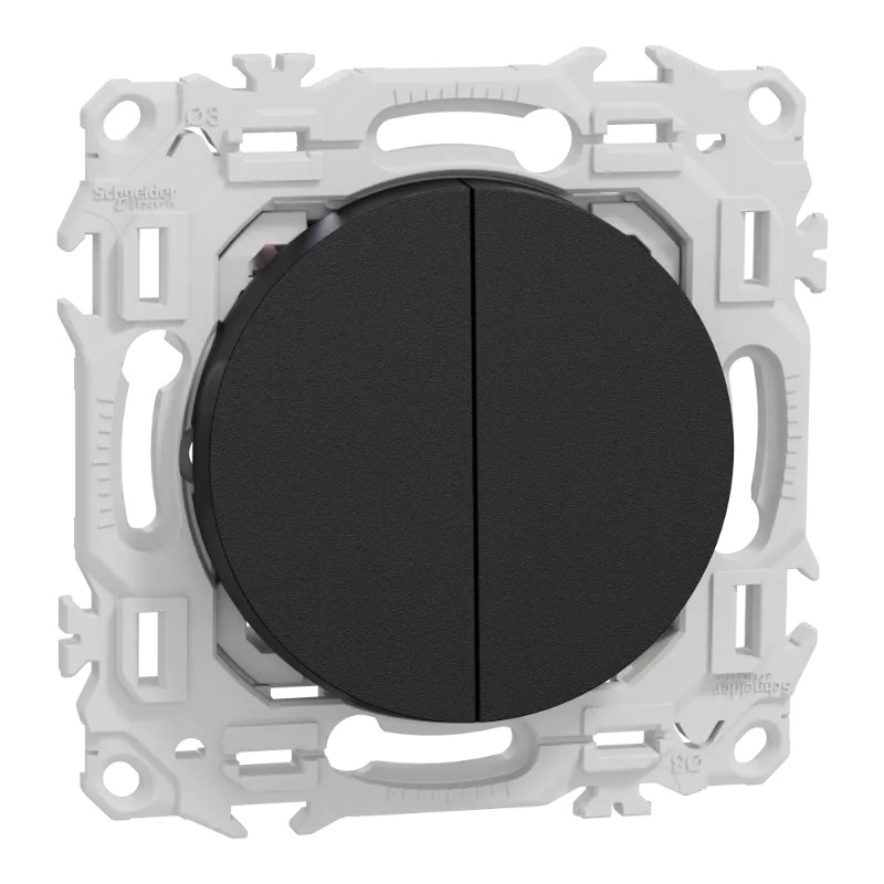 Odace - double va-et-vient ou poussoir - 10AX - noir onyx