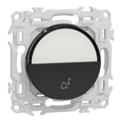 Odace - bouton-poussoir porte-étiquette - symbole carillon - noir onyx
