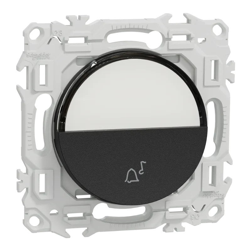 Odace - bouton-poussoir porte-étiquette - symbole carillon - noir onyx