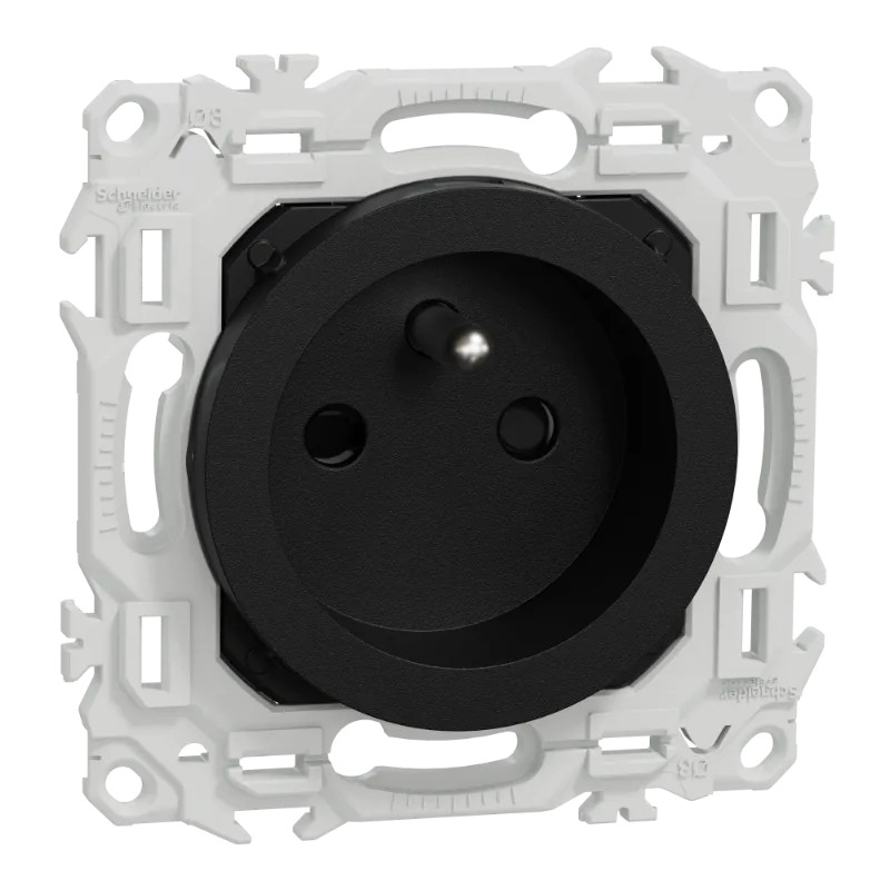 Odace prise 2P+T rénovation noir