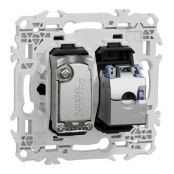 Odace - prise mixte RJ45 Cat.6 STP + TV - noir onyx