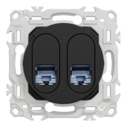 Odace prise double RJ45 cat.6 STP noir