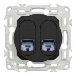 Odace - prise double RJ45 - Cat6A STP grade 3TV - noir onyx