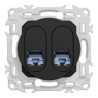 Odace - prise double RJ45 - Cat6A STP grade 3TV - noir onyx