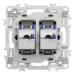 Odace - prise double RJ45 - Cat6A STP grade 3TV - noir onyx