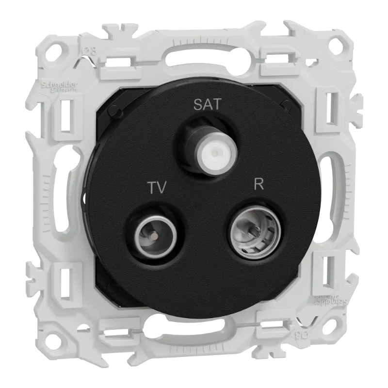 Odace - prise TV/FM/SAT - sorties coaxiales - noir onyx
