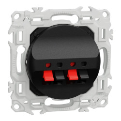 Odace - prise haut-parleurs double 2 sorties - à poussette - noir onyx