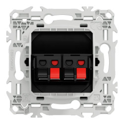 Odace - prise haut-parleurs double 2 sorties - à poussette - noir onyx