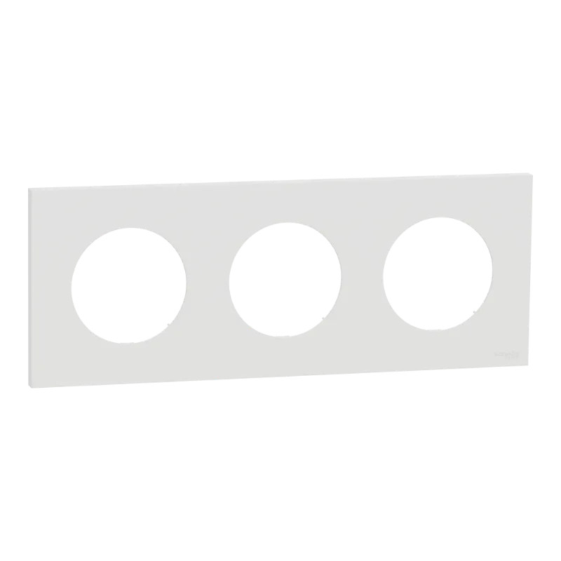 Odace - plaque de finition 3 postes - couleur Blanc craie