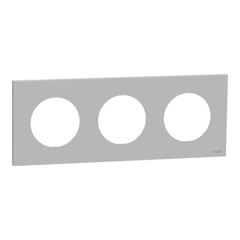 Odace - plaque de finition 3 postes - couleur Gris galet