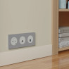 Odace - plaque de finition 3 postes - couleur Gris galet