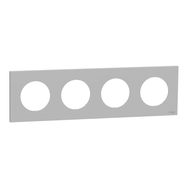 Odace - plaque de finition 4 postes - couleur Gris galet