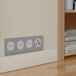 Odace - plaque de finition 4 postes - couleur Gris galet