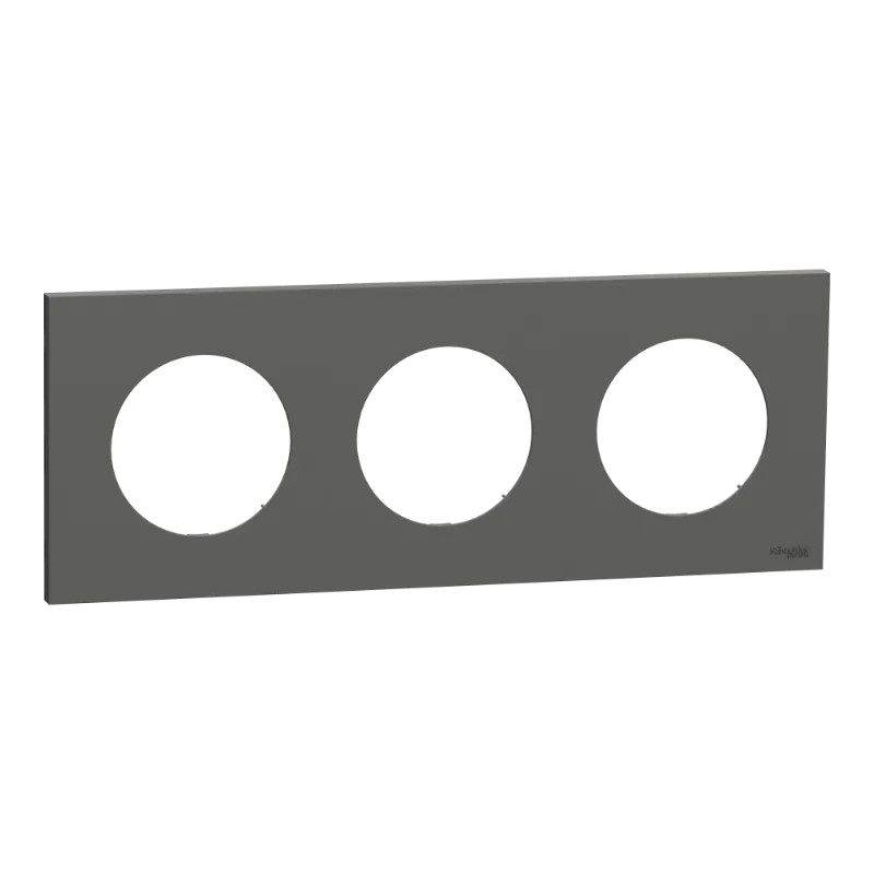 Odace - plaque de finition 3 postes - couleur Gris basalte