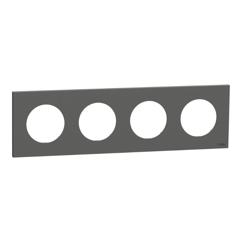 Odace - plaque de finition 4 postes - couleur Gris basalte