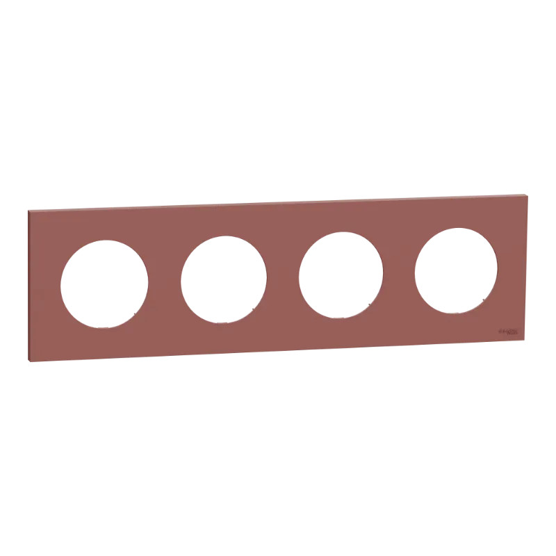 Odace - plaque de finition 4 postes - couleur Rose grenat