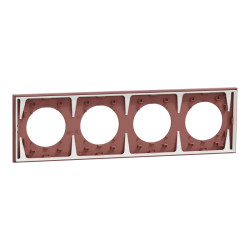 Odace - plaque de finition 4 postes - couleur Rose grenat