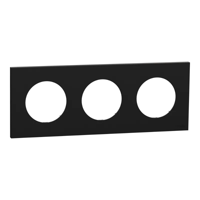 Odace - plaque de finition 3 postes - couleur Noir onyx