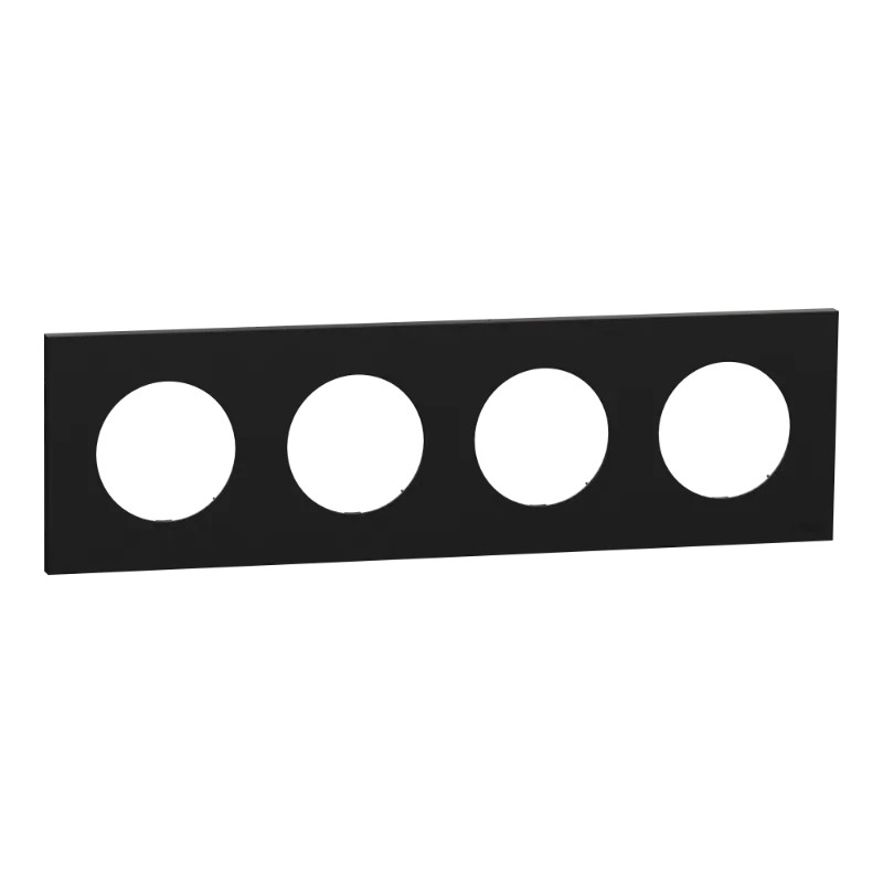 Odace - plaque de finition 4 postes - couleur Noir onyx