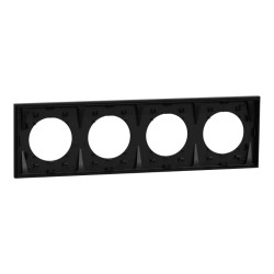 Odace - plaque de finition 4 postes - couleur Noir onyx