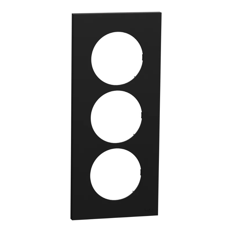 Odace plaque 3 postes 57mm noir