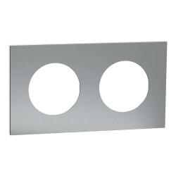 Odace Métal - plaque de finition 2 postes - effet Titane support blanc