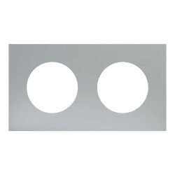Odace Métal - plaque de finition 2 postes - effet Titane support blanc