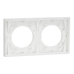 Odace Métal - plaque de finition 2 postes - effet Titane support blanc