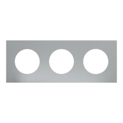 Odace Métal - plaque de finition 3 postes - effet Titane support blanc