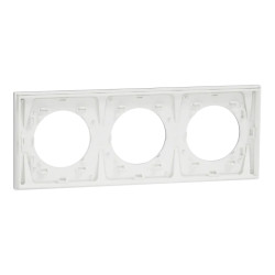 Odace Métal - plaque de finition 3 postes - effet Titane support blanc