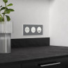Odace Métal - plaque de finition 3 postes - effet Titane support blanc
