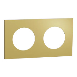 Odace Métal - plaque de finition 2 postes - effet Laiton support blanc